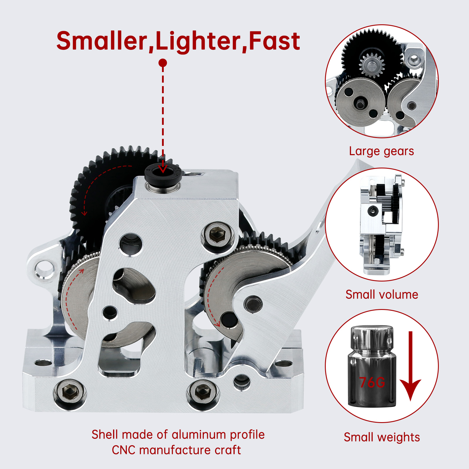 HGX LITE Dual Gear Hard Steel  - Direct Drive Dual Gear Extruder High Speed 评论和价格